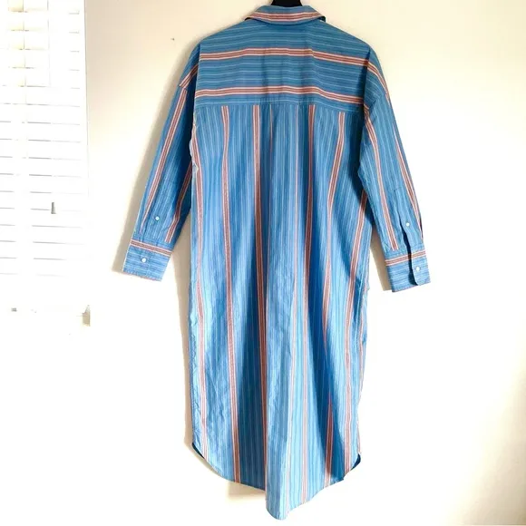 Everlane Midi Cotton Shirtdress In Parisian Blue Stripe Combo Size S NWT