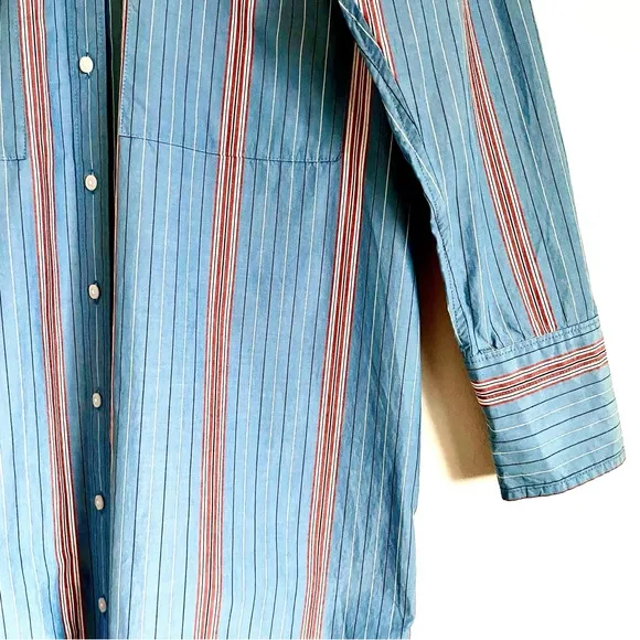Everlane Midi Cotton Shirtdress In Parisian Blue Stripe Combo Size S NWT