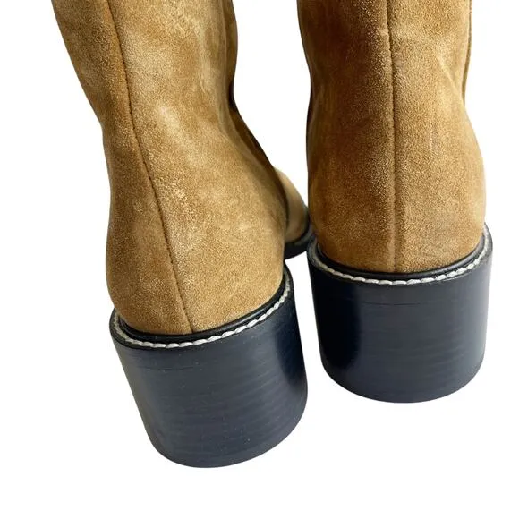 Everlane The City Boot Square Toe in Toasted Almond Suede Size 8.5