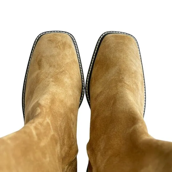 Everlane The City Boot Square Toe in Toasted Almond Suede Size 8.5
