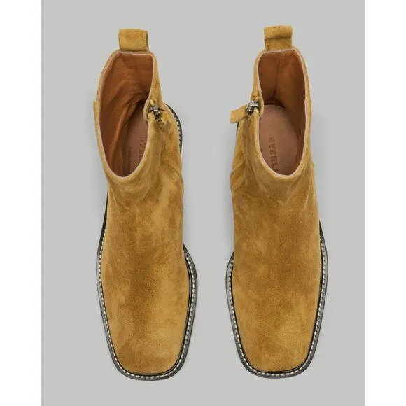 Everlane The City Boot Square Toe in Toasted Almond Suede Size 8.5