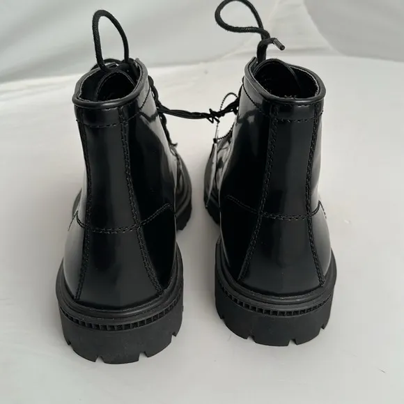 Express black leather moto combat style lace up boots