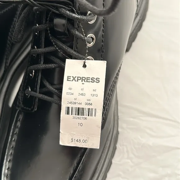 Express black leather moto combat style lace up boots