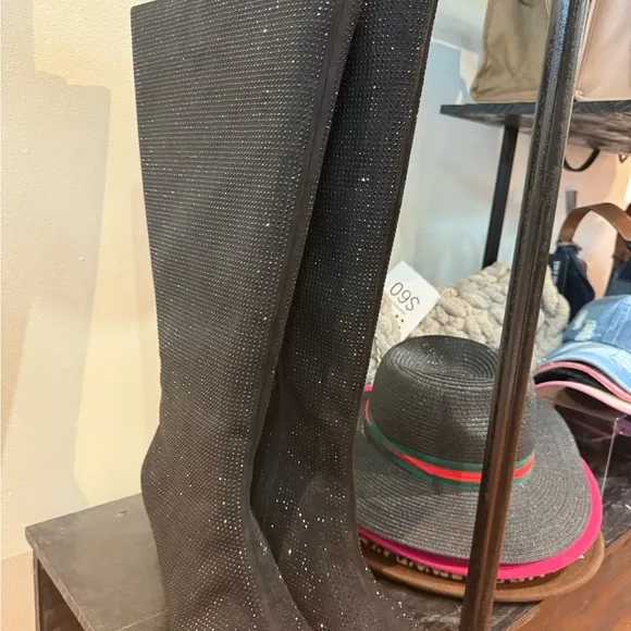 Fashion to Figure Black Wide Calf Heeled Boots Sleek Knee-High
