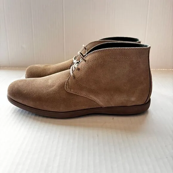 Fibonacci Men's Designer Suede‎ Desert Chukka Boots Casual Taupe Leather NEW!