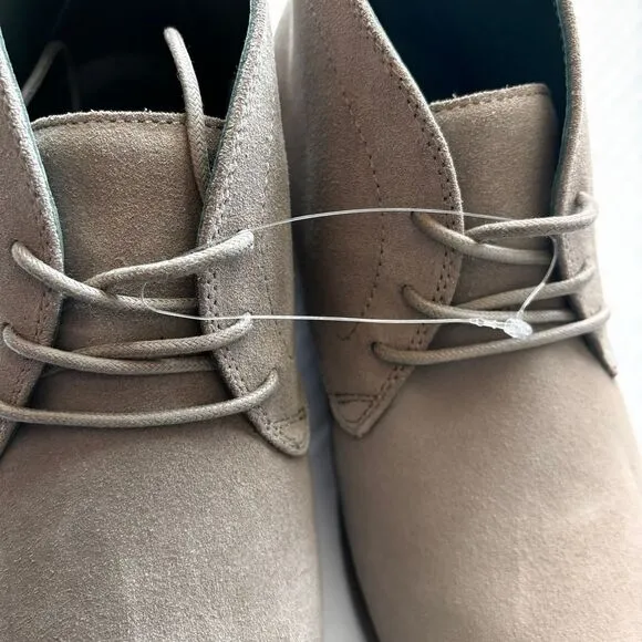 Fibonacci Men's Designer Suede‎ Desert Chukka Boots Casual Taupe Leather NEW!