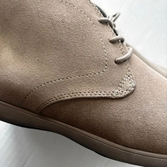 Fibonacci Men's Designer Suede‎ Desert Chukka Boots Casual Taupe Leather NEW!