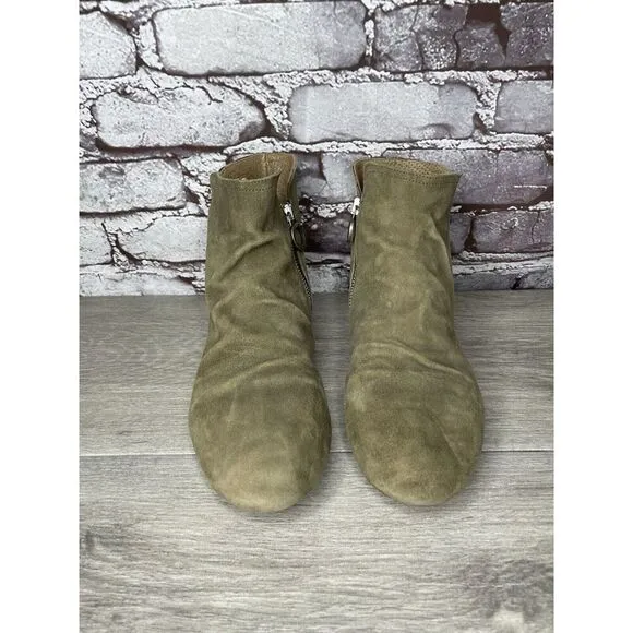 Fiorentini   Baker Goodyear Taupe Suede Side Zip Ankle Boots Women Sz 38.5EU/8M
