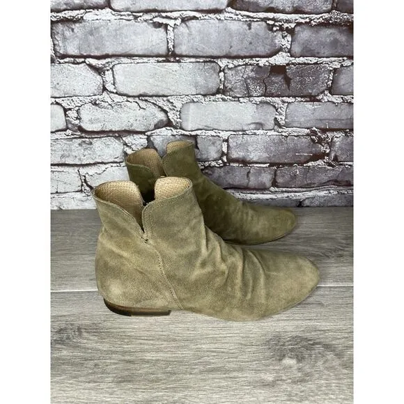 Fiorentini   Baker Goodyear Taupe Suede Side Zip Ankle Boots Women Sz 38.5EU/8M