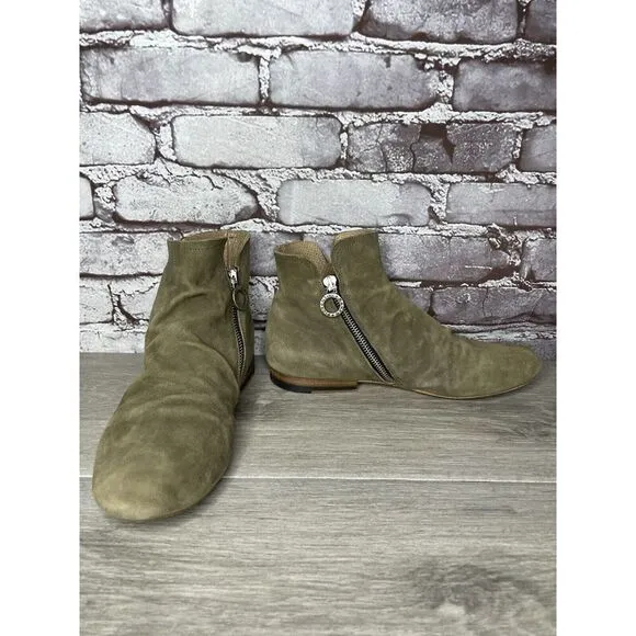 Fiorentini   Baker Goodyear Taupe Suede Side Zip Ankle Boots Women Sz 38.5EU/8M