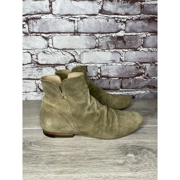 Fiorentini   Baker Goodyear Taupe Suede Side Zip Ankle Boots Women Sz 38.5EU/8M