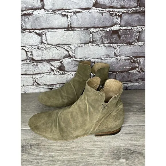 Fiorentini   Baker Goodyear Taupe Suede Side Zip Ankle Boots Women Sz 38.5EU/8M