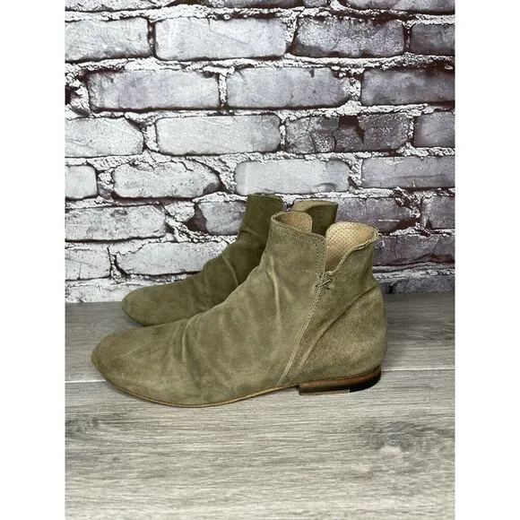 Fiorentini   Baker Goodyear Taupe Suede Side Zip Ankle Boots Women Sz 38.5EU/8M