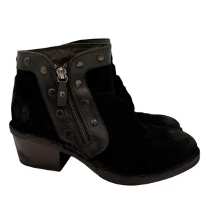 Fly London Black Suede Duke Studded Women's Boots Booties Size 39 / 8 - 8.5
