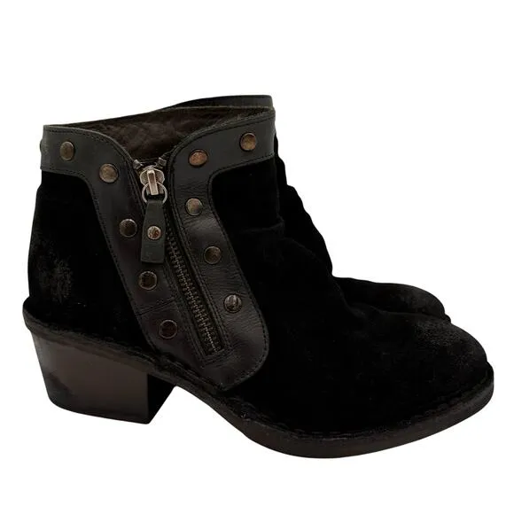 Fly London Black Suede Duke Studded Women's Boots Booties Size 39 / 8 - 8.5