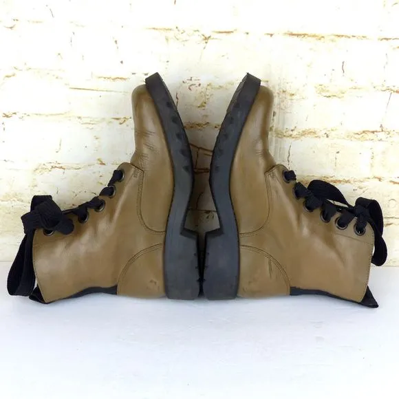 Fly London Ragi 539Fly Leather Combat Boots 36 5.5 Tan Ankle Lace Up Grunge FLAW