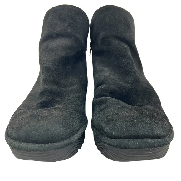 Fly London Women's Yama Black Suede Wedge Ankle Boots