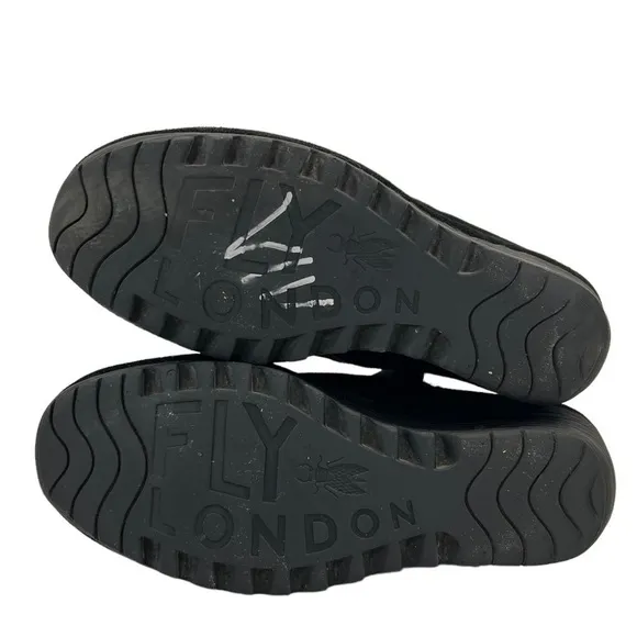 Fly London Women's Yama Black Suede Wedge Ankle Boots