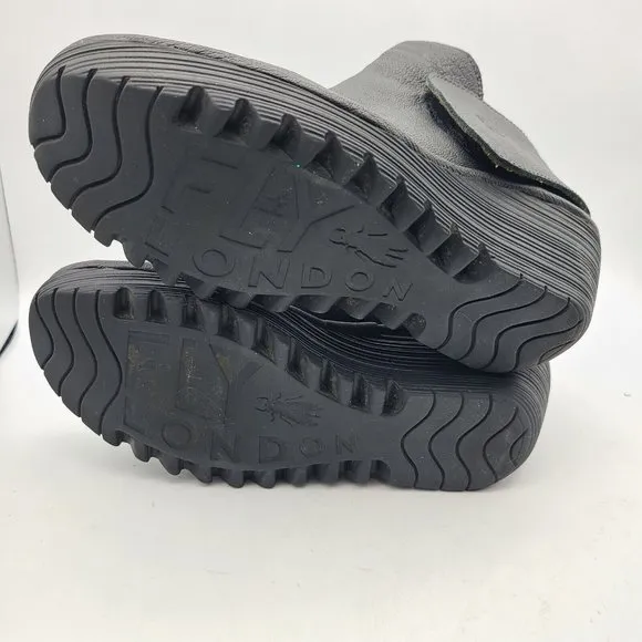 Fly London Yogi boots Graphite Leather Women's Size 37 EU 6.5-7 US excellent