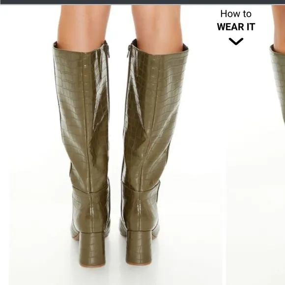 Forever 21 Faux Croc Knee-High Boots NWOT