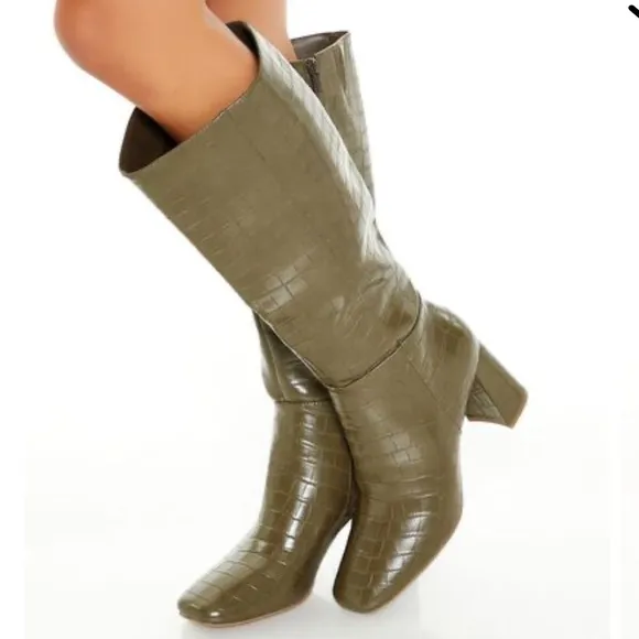 Forever 21 Faux Croc Knee-High Boots NWOT