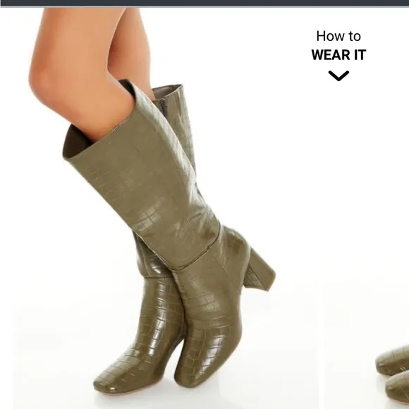 Forever 21 Faux Croc Knee-High Boots NWOT