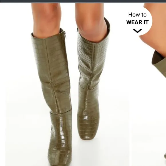 Forever 21 Faux Croc Knee-High Boots NWOT