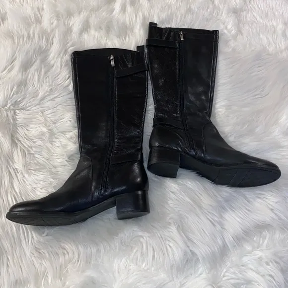 Franco Sarto black leather size 9 riding boots