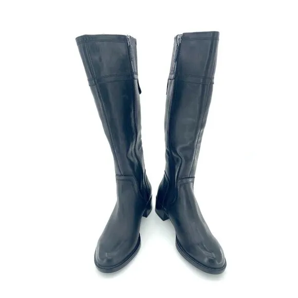 Franco Sarto Boots Carlano Western Black Leather Tall Riding Boots SZ 5 New