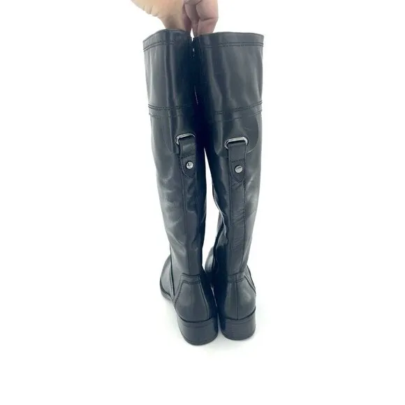 Franco Sarto Boots Carlano Western Black Leather Tall Riding Boots SZ 5 New