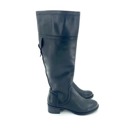Franco Sarto Boots Carlano Western Black Leather Tall Riding Boots SZ 5 New