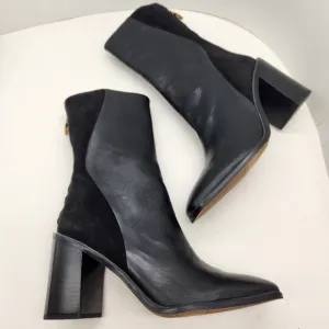 Franco Sarto boots women's 11M black leather suede Steviena mid calf new $180