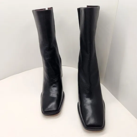 Franco Sarto boots women's 11M black leather suede Steviena mid calf new $180