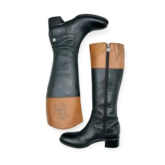 Franco Sarto Chipper Colorblock Leather Riding Boots Size: 7