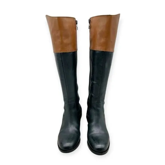 Franco Sarto Chipper Colorblock Leather Riding Boots Size: 7