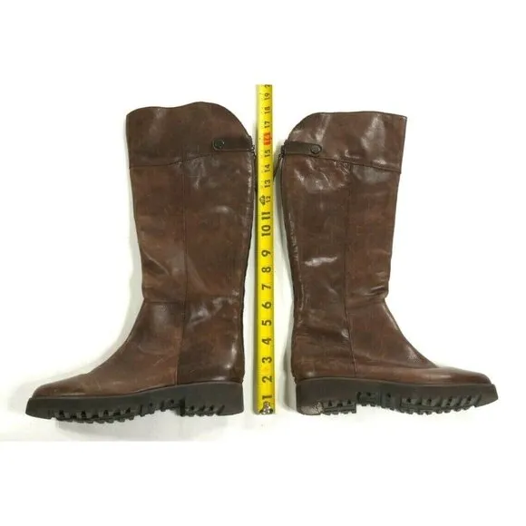 Franco Sarto Cosmina Riding Boots Tall Brown Leather Back Zipper Womens 7.5 EUC