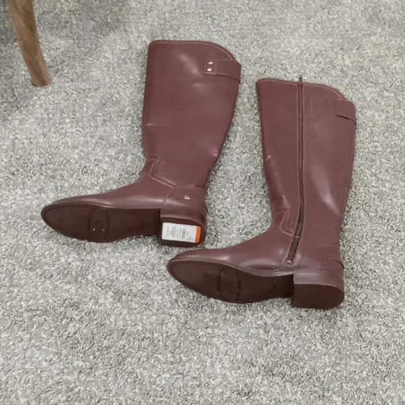 Franco Sarto Henrietta Brown Vegan Leather Riding Boots Size 6.5 NWT