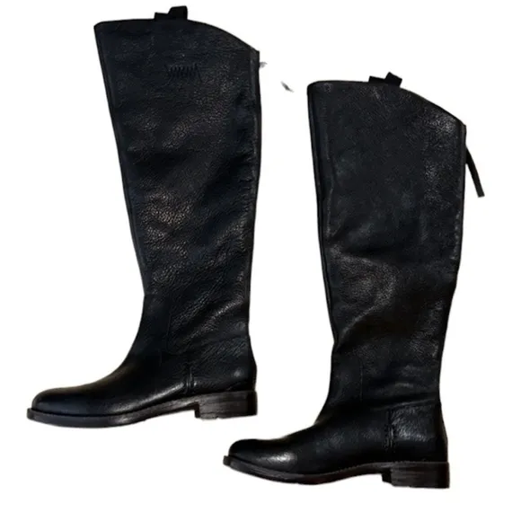 Franco Sarto Meyer Leather Riding Boots, Black, Full-back Zipper. NWOT