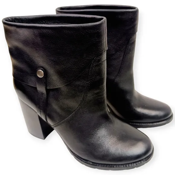 Franco Sarto SZ 10 Ocella Black Genuine Leather Boots