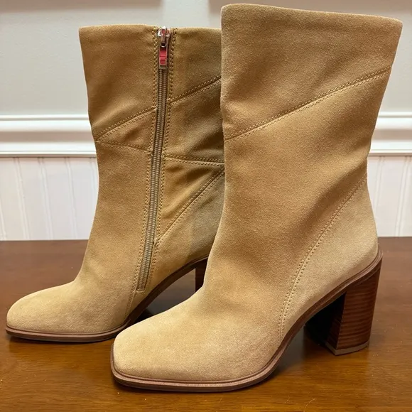 Franco Sarto Tan Suede Stevie Boots- size 8