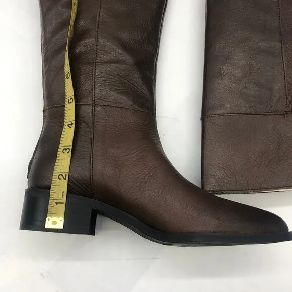 Franco Sarto Womens L-Daya Riding Boots Brown Leather Pointed Toe Zip 6.5 W