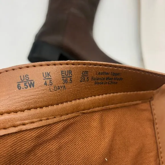 Franco Sarto Womens L-Daya Riding Boots Brown Leather Pointed Toe Zip 6.5 W