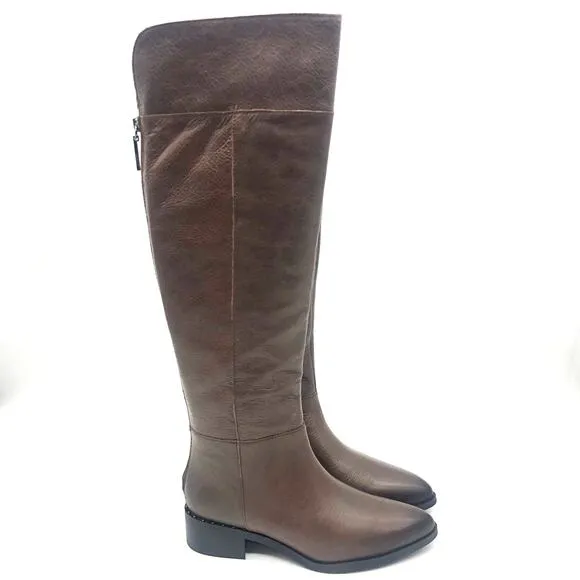 Franco Sarto Womens L-Daya Riding Boots Brown Leather Pointed Toe Zip 6.5 W