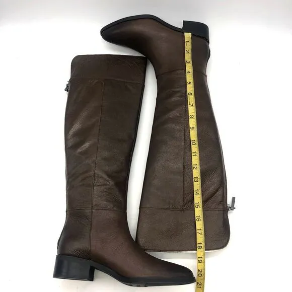 Franco Sarto Womens L-Daya Riding Boots Brown Leather Pointed Toe Zip 6.5 W