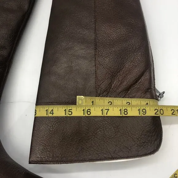 Franco Sarto Womens L-Daya Riding Boots Brown Leather Pointed Toe Zip 6.5 W