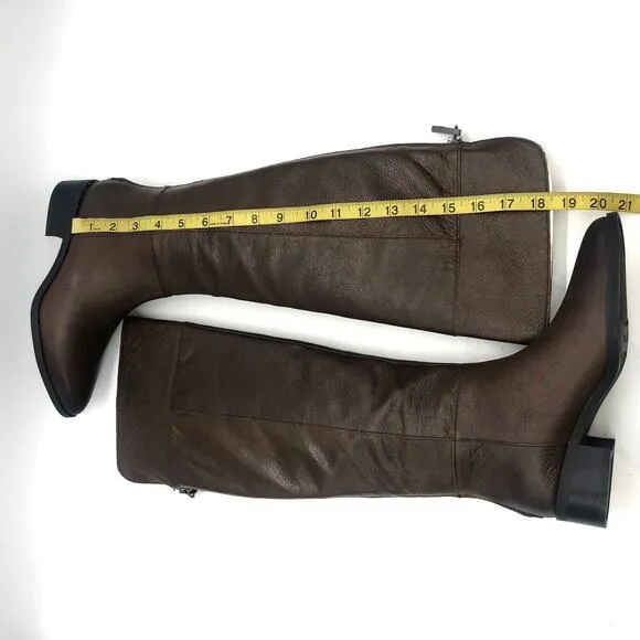 Franco Sarto Womens L-Daya Riding Boots Brown Leather Pointed Toe Zip 6.5 W