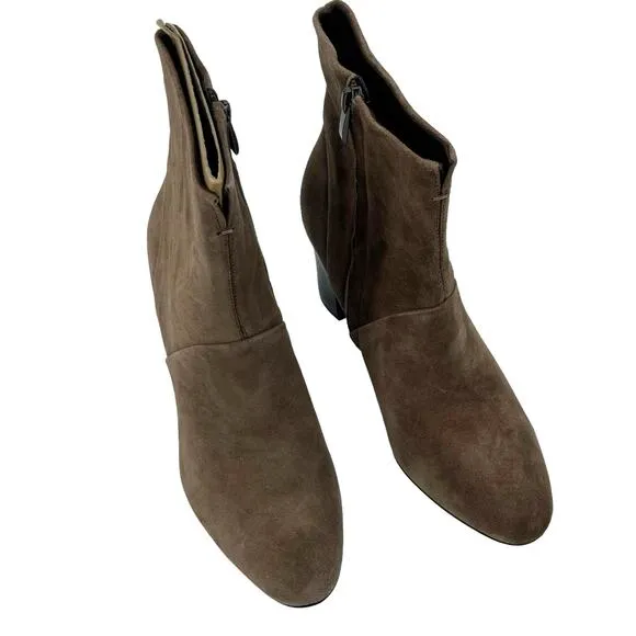Franco Sarto Women's L-PIA Suede Zipper Ankle Boots Nougat Leather Size 7M NWT
