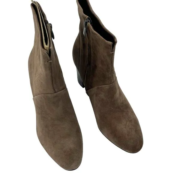 Franco Sarto Women's L-PIA Suede Zipper Ankle Boots Nougat Leather Size 7M NWT