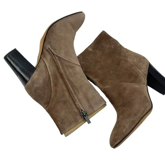 Franco Sarto Women's L-PIA Suede Zipper Ankle Boots Nougat Leather Size 7M NWT