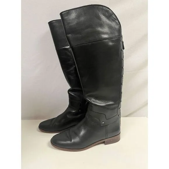 Franco Sarto Womens Black Fashion Knee High Block Heel Boots Size 8.5M